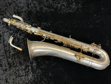 Photo Vintage Silver & Gold Plated Buescher True Tone Bari Sax - Serial # 22401